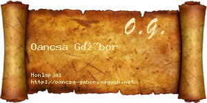 Oancsa Gábor névjegykártya
